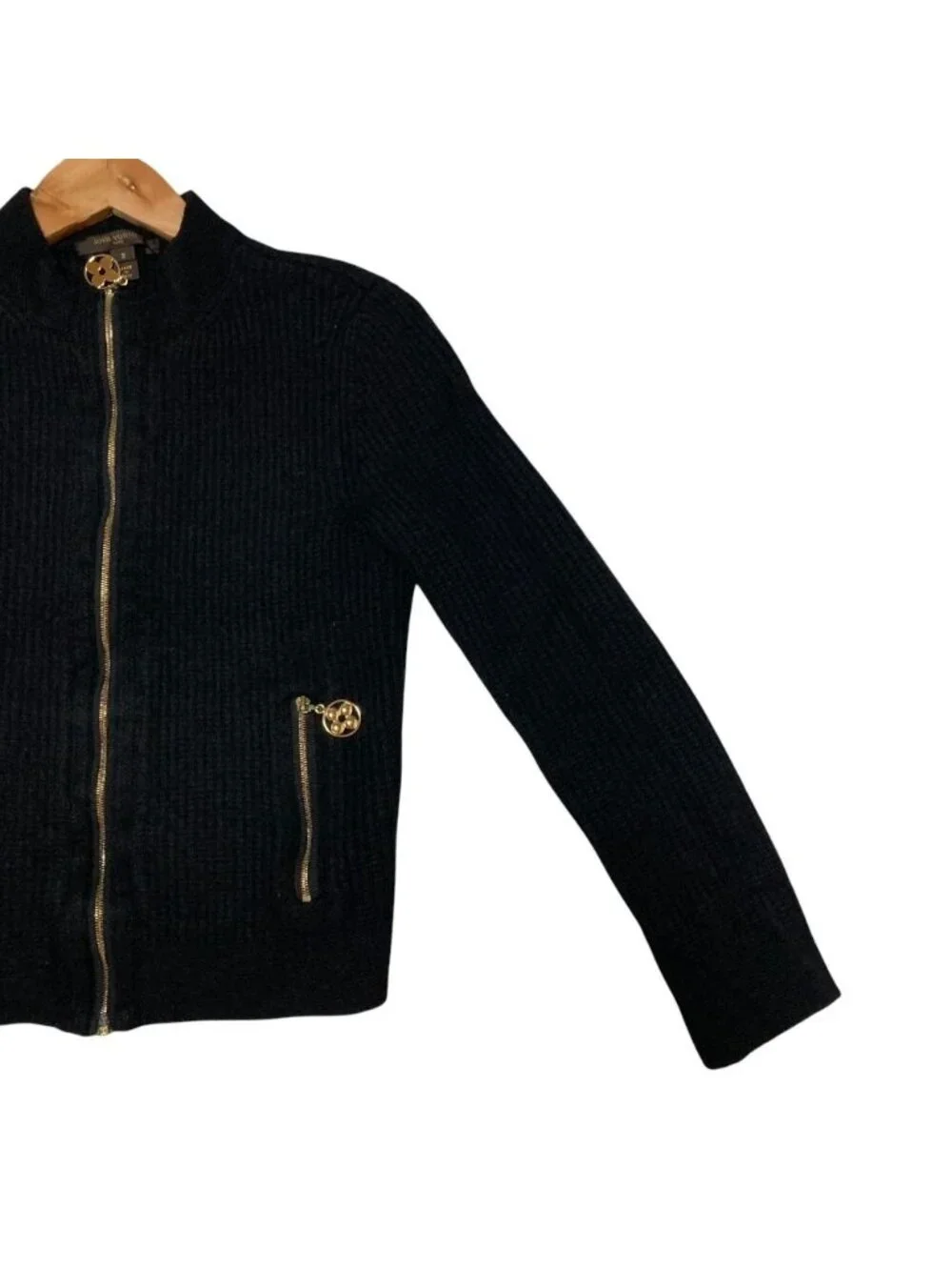 Louis Vuitton Zip Up Knit Cardigan Black